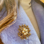 Load image into Gallery viewer, QueenMee Vintage Brooch with Pearl and Crystal - As Seen with Gok
