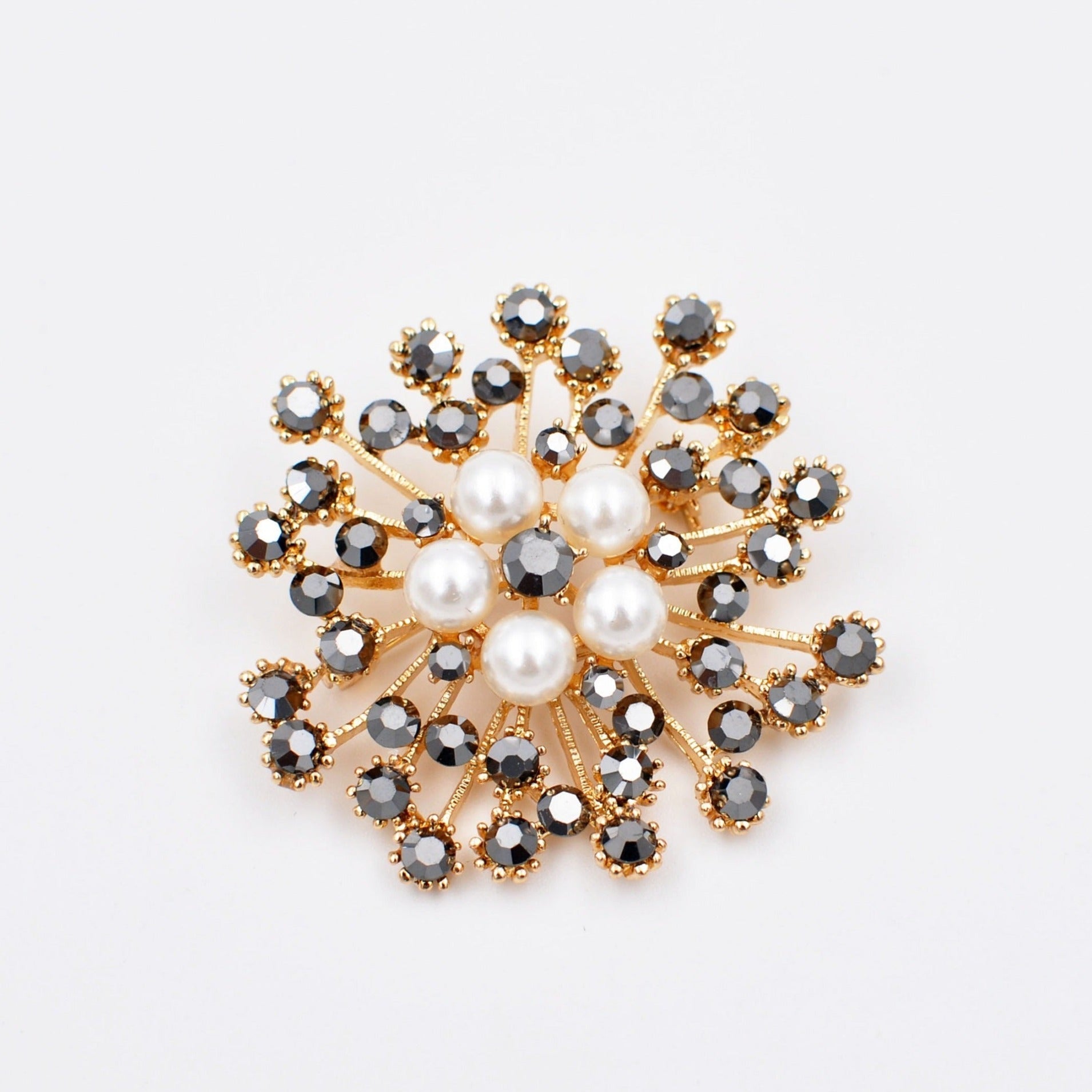 QueenMee Vintage Brooch with Pearl and Crystal - As Seen with Gok