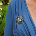 Load image into Gallery viewer, QueenMee Vintage Brooch with Pearl and Crystal - As Seen with Gok
