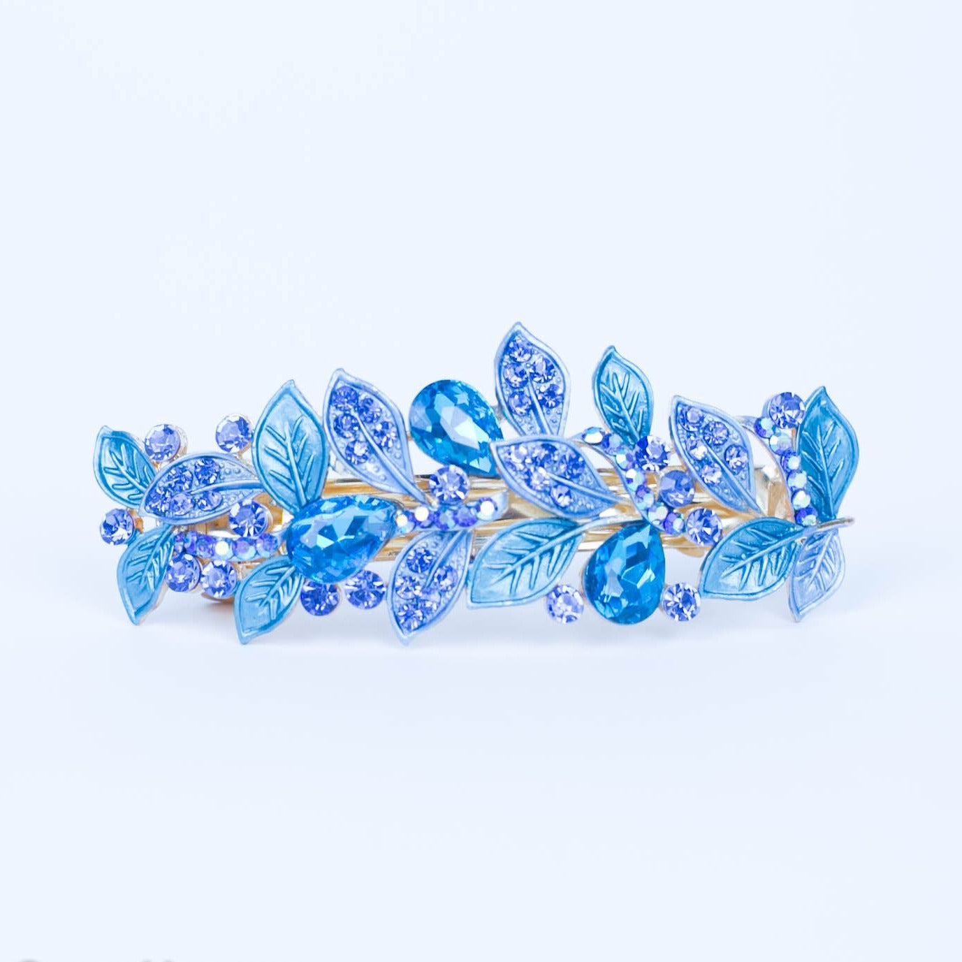 QueenMee Vintage Hair Clip Rhinestone Leaf