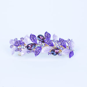 QueenMee Vintage Hair Clip Rhinestone Leaf