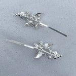 Load image into Gallery viewer, QueenMee Wedding Hair Clips Silver Pearl Hair Slides Set of 2
