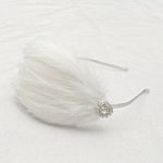 Load image into Gallery viewer, QueenMee White Fascinator Headband with Feathers
