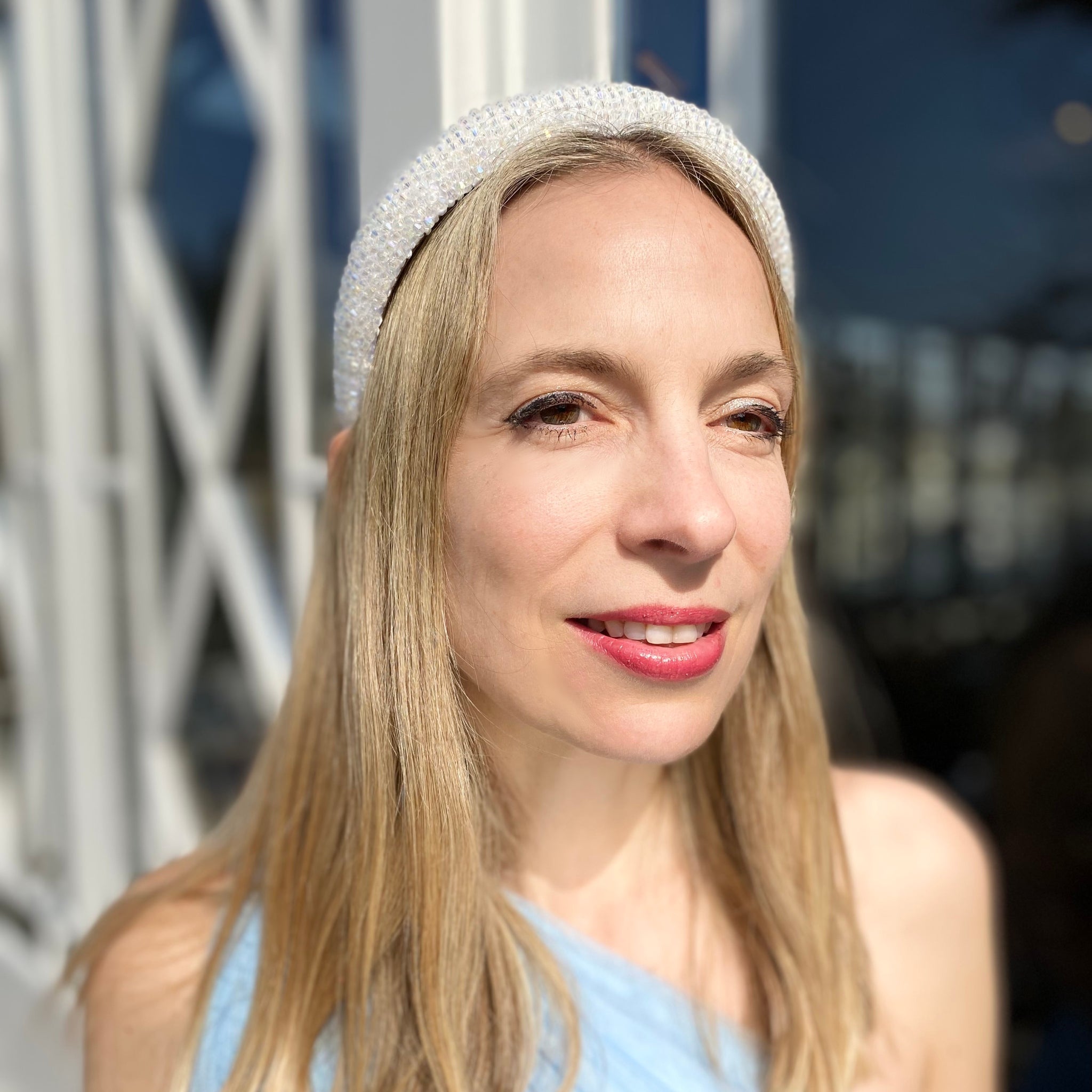 QueenMee White Headband Beaded