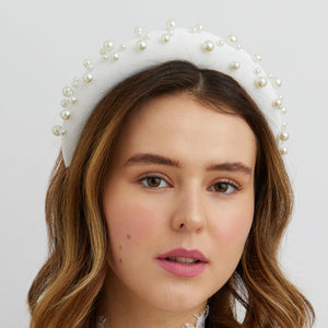 QueenMee White Pearl Headband