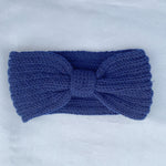 Load image into Gallery viewer, QueenMee Winter Headband Ski Headband Navy Knot Headband
